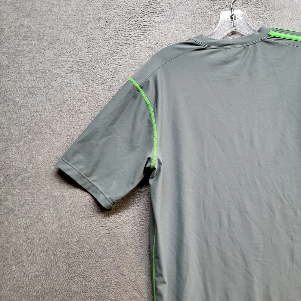 Adidas Men Shirt S Gray‎ Button Up Athletic Nylon, Spandex Logo Short Sleeve